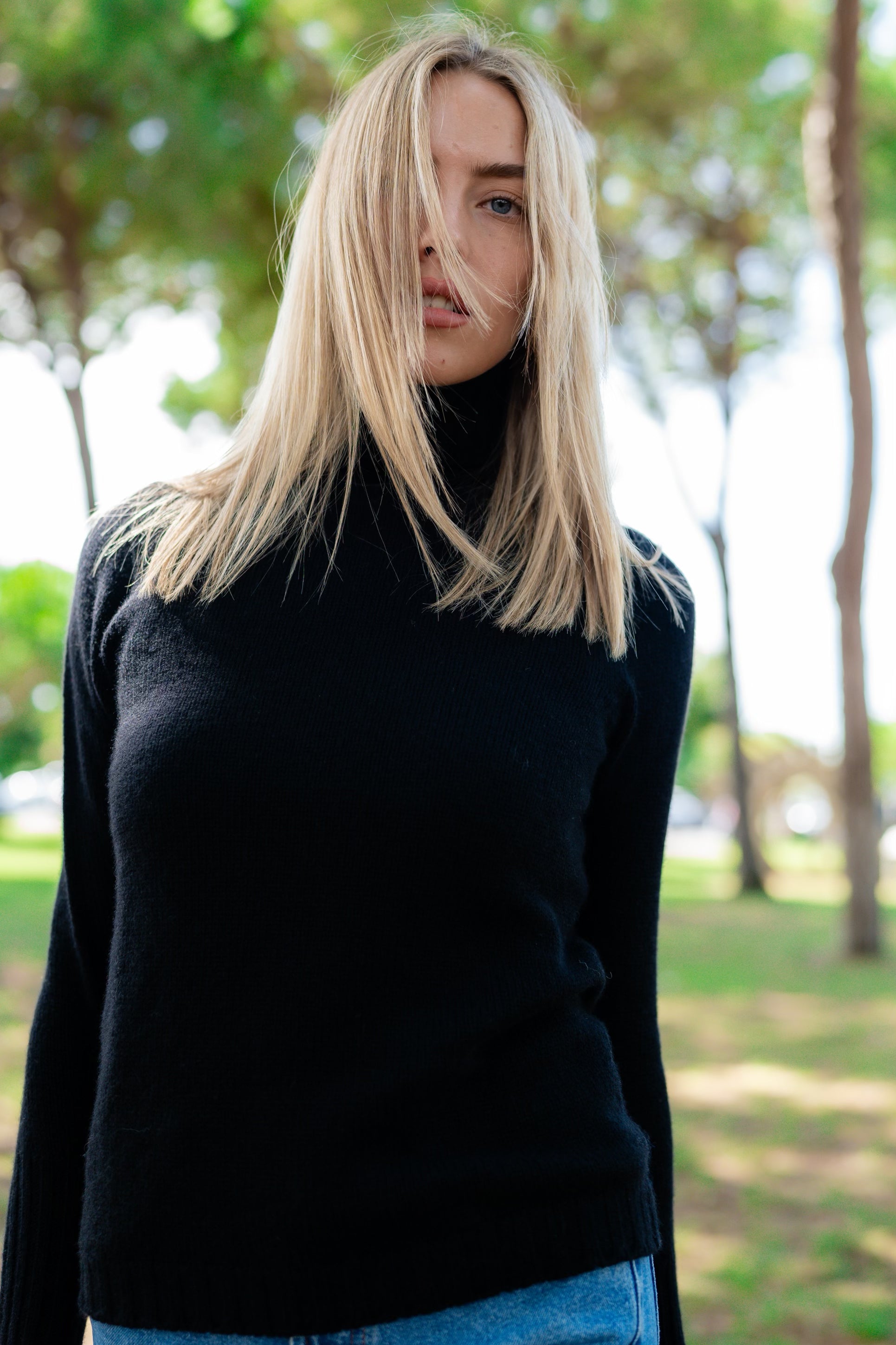 3-ply turtle-neck sweater